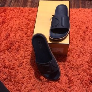 Navy Blue Fendi Slides